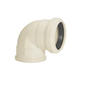 Joelho 90° branco com anel labial para esgoto